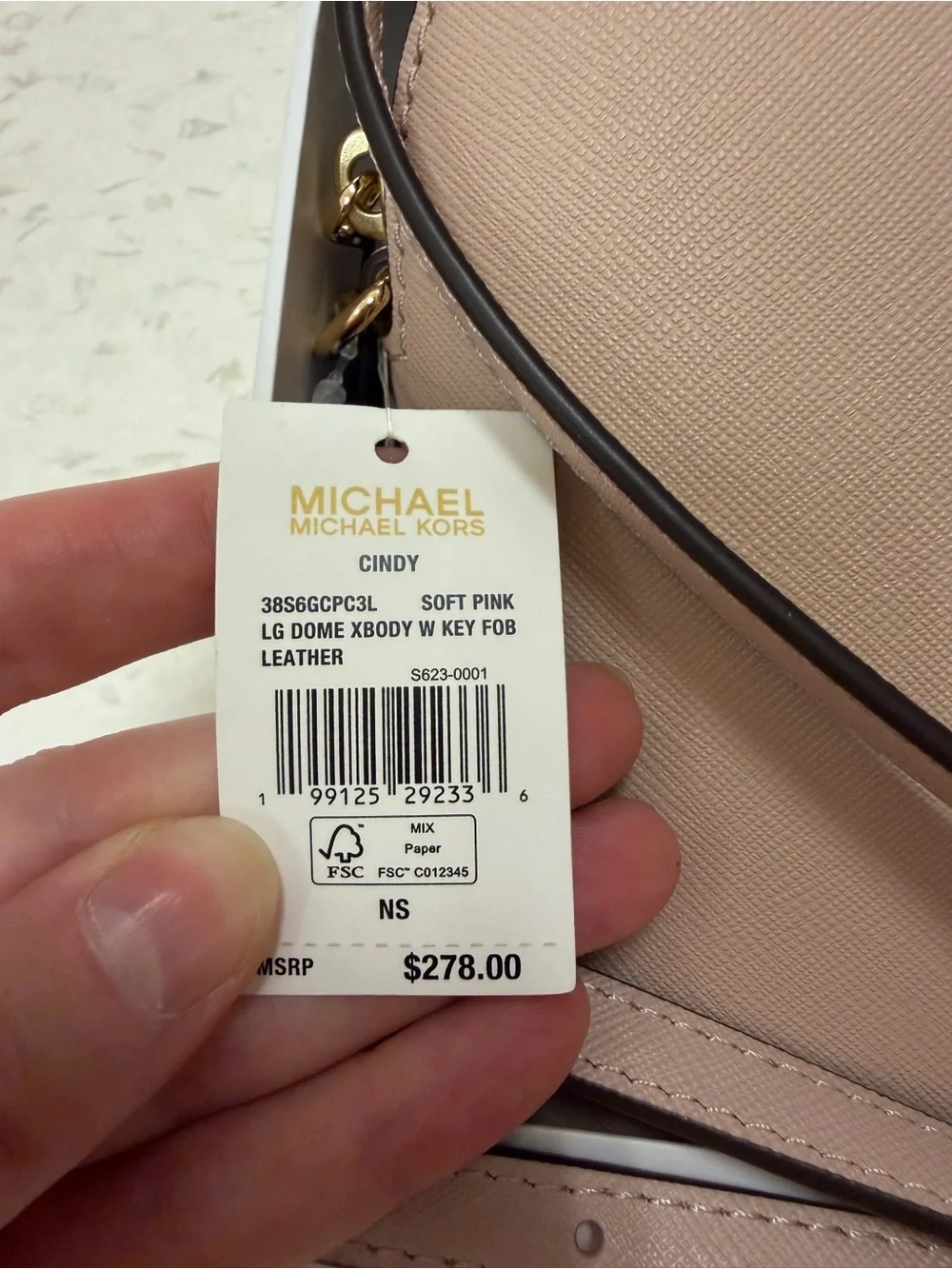 Michael Kors Cindy Large Dome Crossbody Bag with Key Fob – Soft Pink NWT
